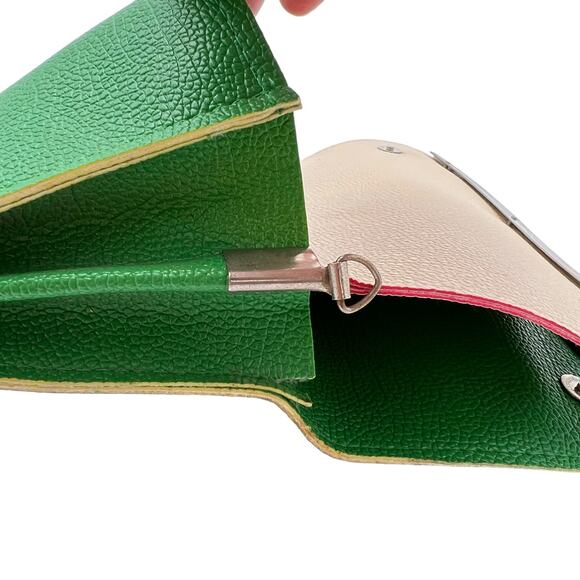 Clutch Purse Wristlet Crossbody Green Vintage 70s Retro MCM Pebbled Faux Leather - Picture 8 of 15